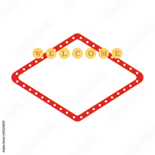 Frame and gold light rhombus shape signboard welcome