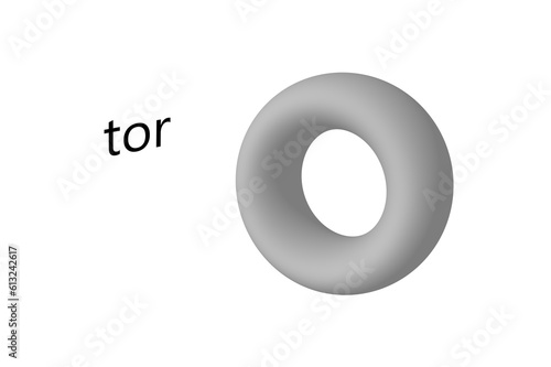 education for children geometric figure tor white background 3d rendering