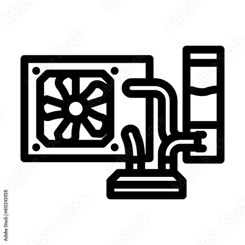 liquid cooling gaming pc line icon vector. liquid cooling gaming pc sign. isolated contour symbol black illustration