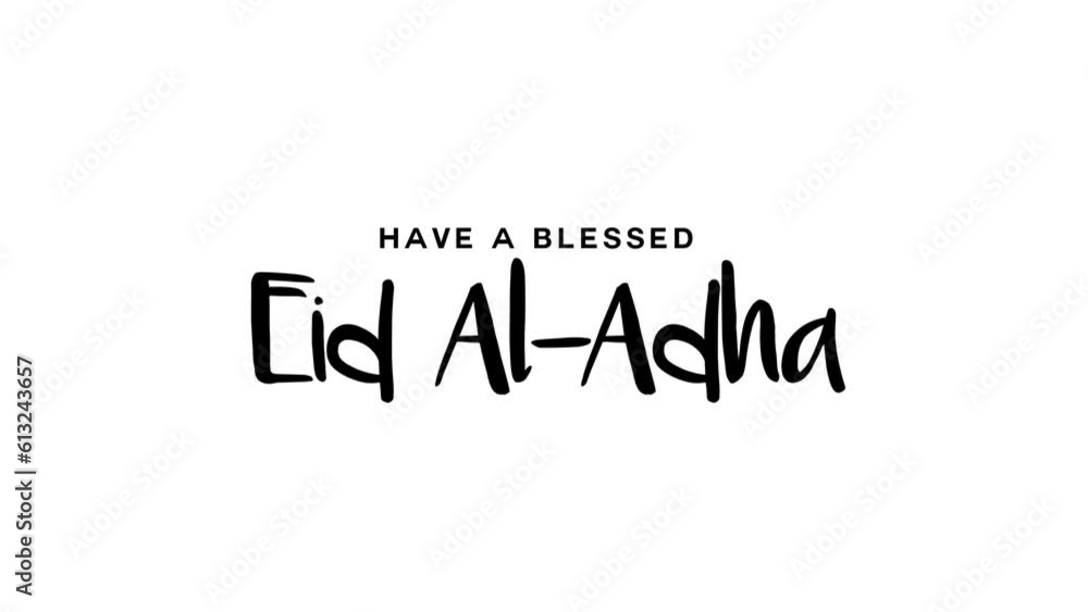 Eid al-Adha Animated text Black text on white background. Elegant black text moves on a white background, forming Eid al-Adha Animated text Black text on white background. Elegant black text moves on a white background, forming