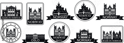 Norway set. Isolated Norway on white background