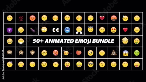 50+ 4K Animated Emoji/emoticons/smileys with transparant alpha background, ready to be used on your footage. photo