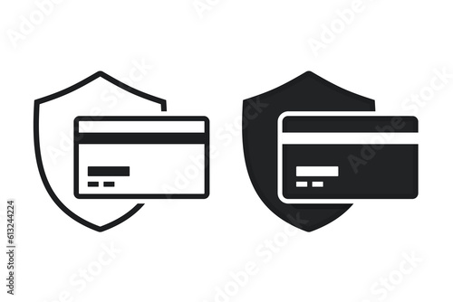 Shield credit card icon. Illustration vector