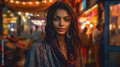 Stunning Young Adult Indian Woman Portrait In The Streets of New Delhi - Generative AI. © Andy Dean