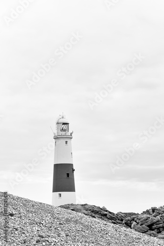 Black and white picture of a lighthouse