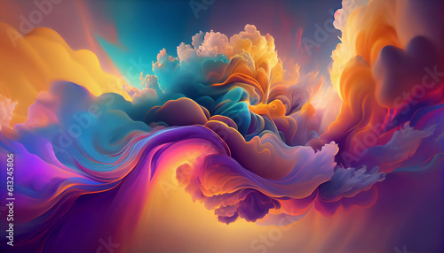 Colorful swirling dreams. Cloud background with abstract movement. Vision of beauty and imagination. Sky full of wonder and fantasy Ai generated image