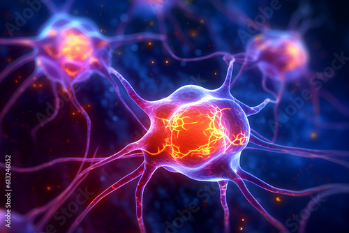 Closeup Glowing Brain Neural Connections