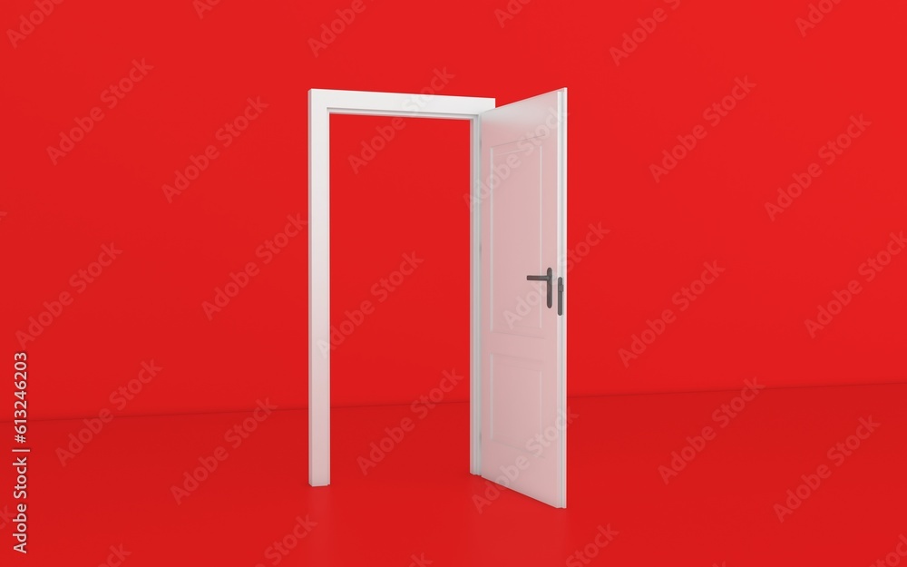 Red Room with the door open for a sky. Door to heaven. Symbol of new career, opportunities, business ventures and initiative. 3D Rendering.
Red Room with the door open for a sky. Door to heaven. Symbol of new career, opportunities, business ventures and initiative. 3D Rendering.