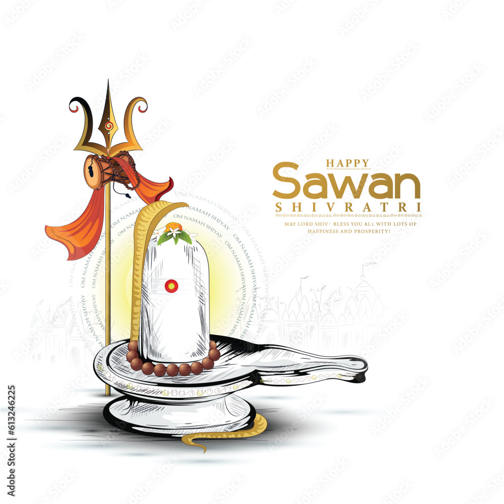 shubh sawan Shivratri creative poster Illustration Of Lord Shiva and