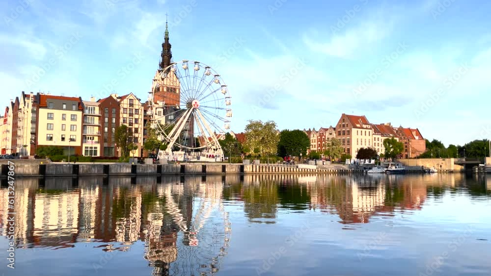 City skyline of Elblag in Poland, river view of the Old Town. City skyline of Elblag in Poland, river view of the Old Town.