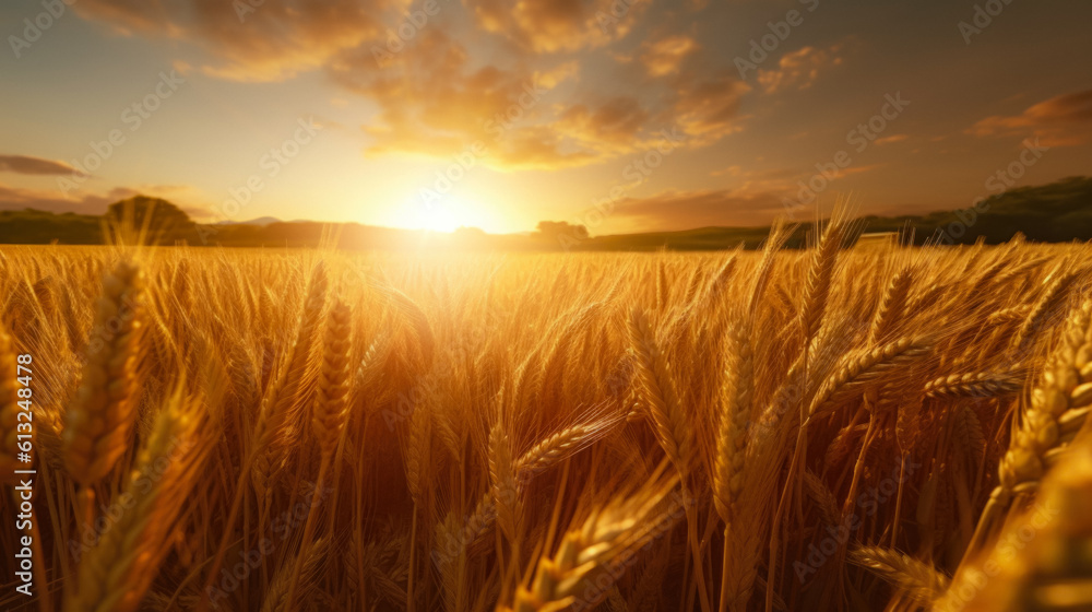 Beautiful Huge Agricultural Field With Wheat For Background And Wallpaper Created With The Help Of Artificial Intelligence