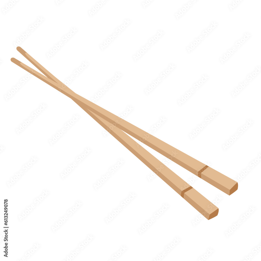 Bamboo sticks for sushi flat vector isolated on white background Bamboo sticks for sushi flat vector isolated on white background