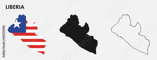 Set of Liberia map isolated on white background, vector illustration design
