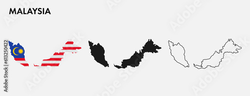 Set of Malaysian map isolated on white background, vector illustration design