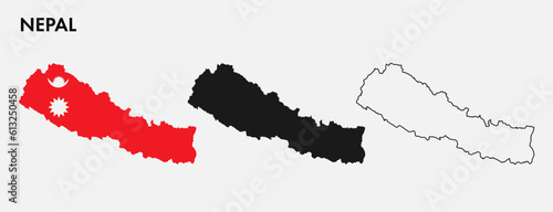 Set of Nepal map isolated on white background, vector illustration design