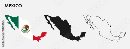 Set of Mexico map isolated on white background, vector illustration design
