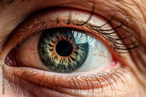 Macro view of an eye of an elderly person