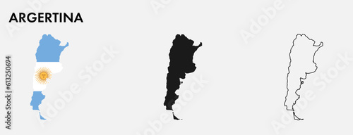 Set of Argentina map isolated on white background, vector illustration design