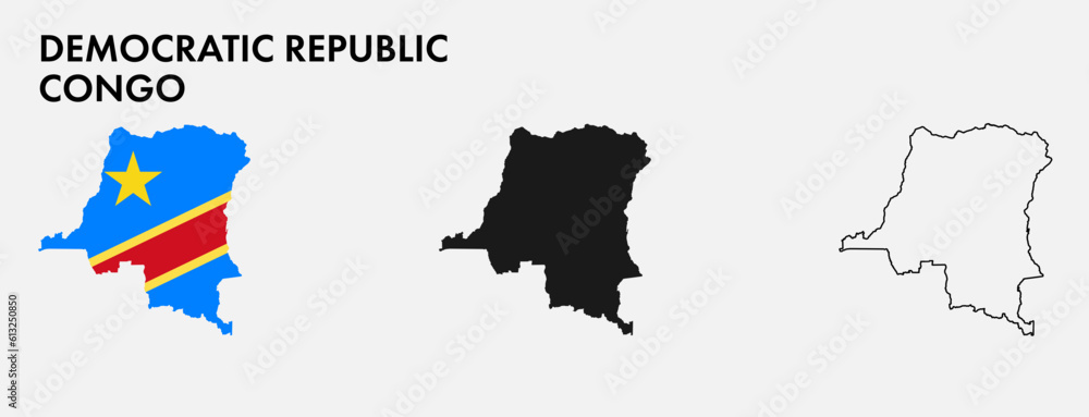 Set of democratic republic Congo map isolated on white background ...