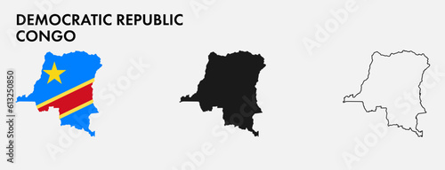 Set of democratic republic Congo map isolated on white background, vector illustration design