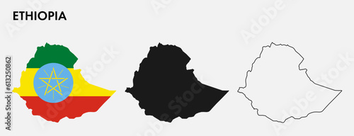 Set of Ethiopia map isolated on white background, vector illustration design