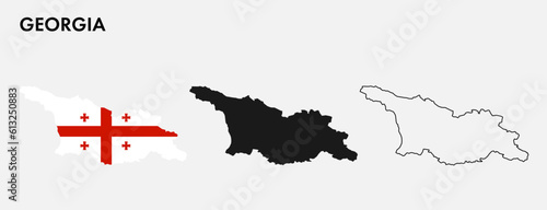 Set of Georgia map isolated on white background, vector illustration design