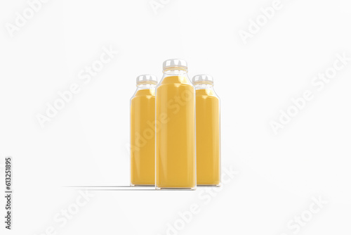 Juice Bottle Mock-Up - Three Bottles. on white background