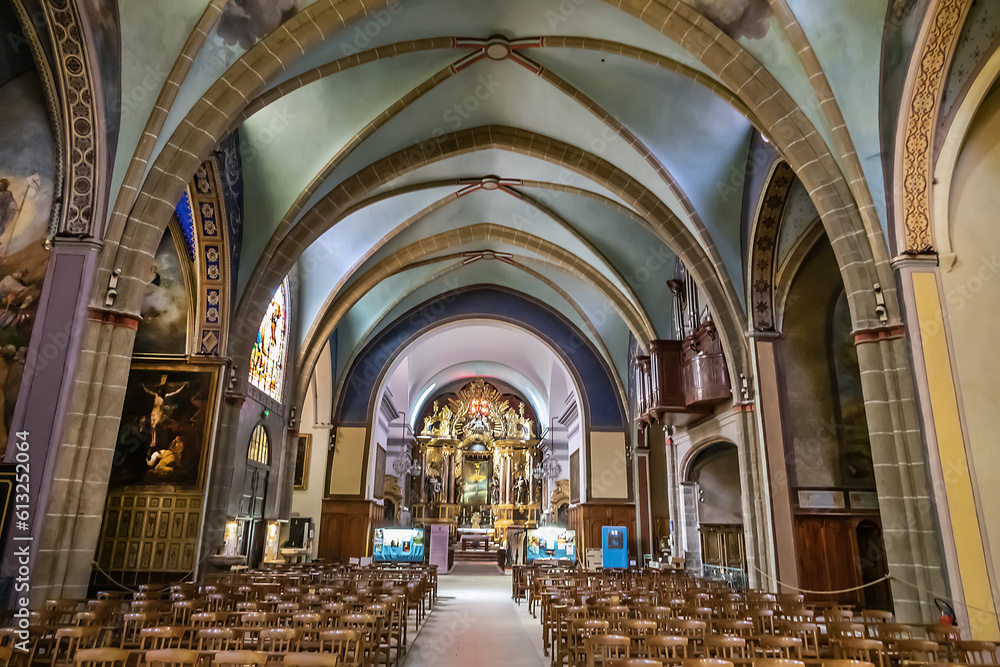Interior of Catholic 13th century Saint James Church (Eglise Saint