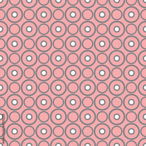 Tile vector pattern with grey polka dots on pink orange background
