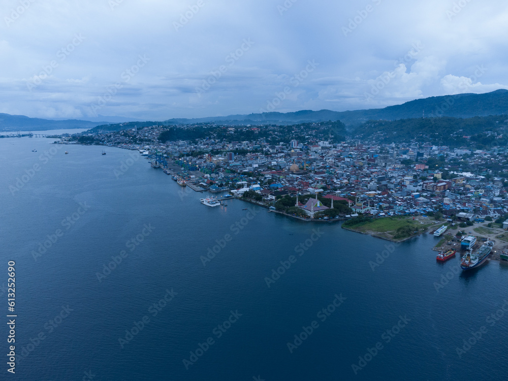 Fototapeta premium Ambon, Maluku, Indonesia - Beautidul Cityscape With The Amboina Bay as Background