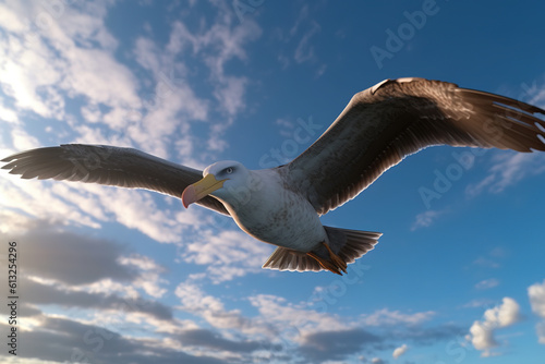 Albatross seagull flying over the ocean