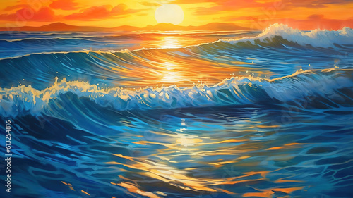 Radiant Sea with Sun Reflections. Generative ai