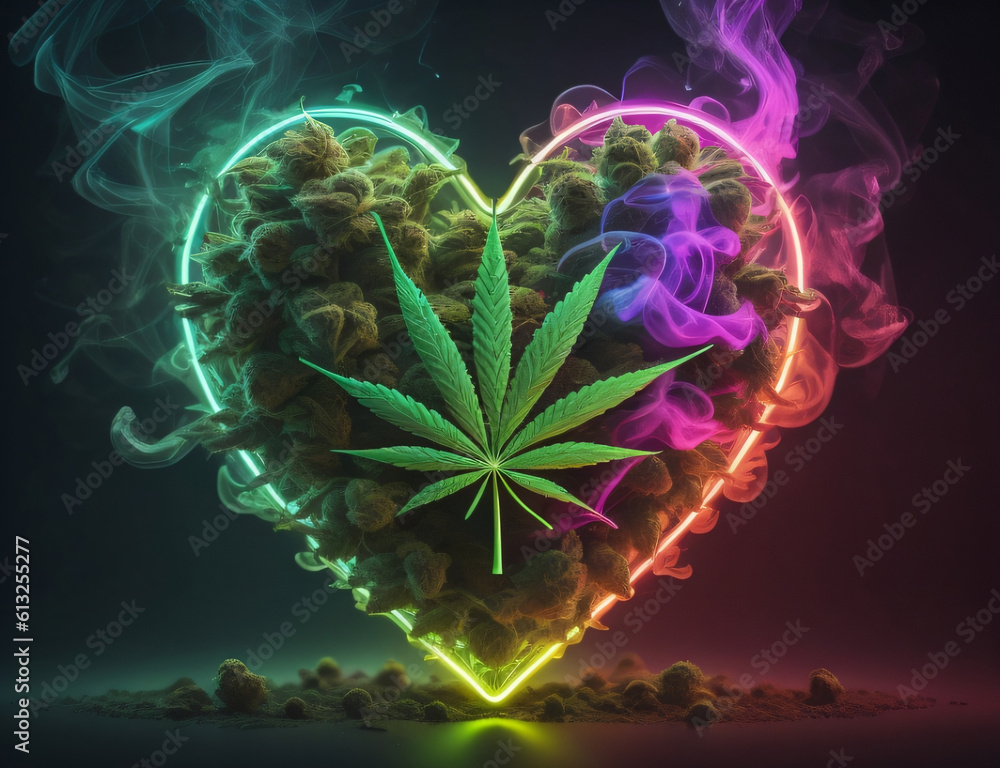Illustrations of Weed with various effects created using an AI generator