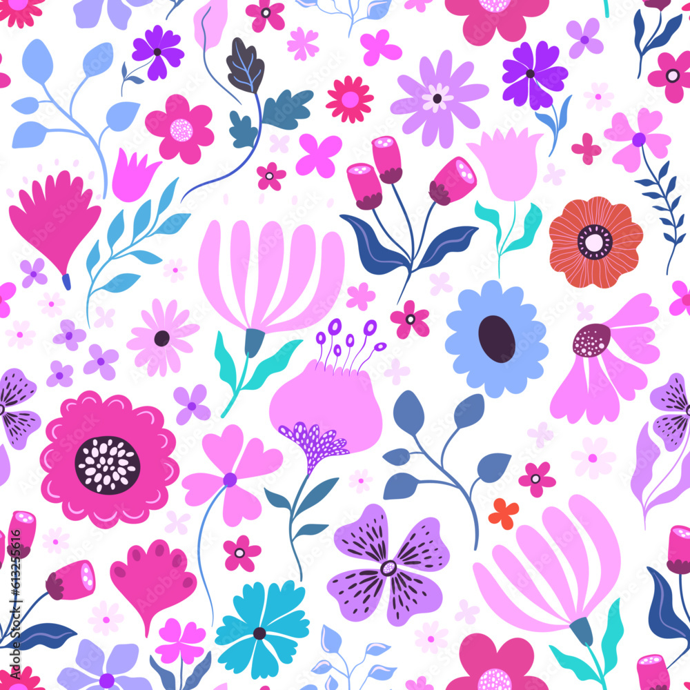 Vetor de Patrón de flores. Textura de flores. Variedad de especies de ...