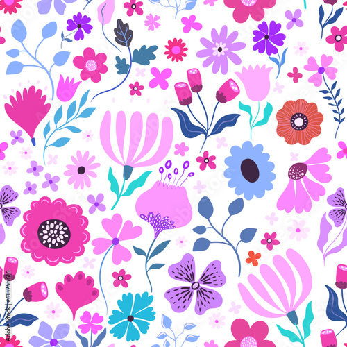 Patr√≥n de flores. Textura de flores. Variedad de especies de flores. Fondo floreado. photo