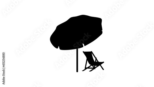 Beach umbrella and sun lounger silhouette