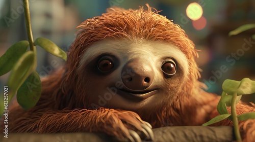 illustration of a sloth in the forest photo