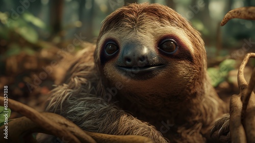 illustration of a sloth in the forest photo