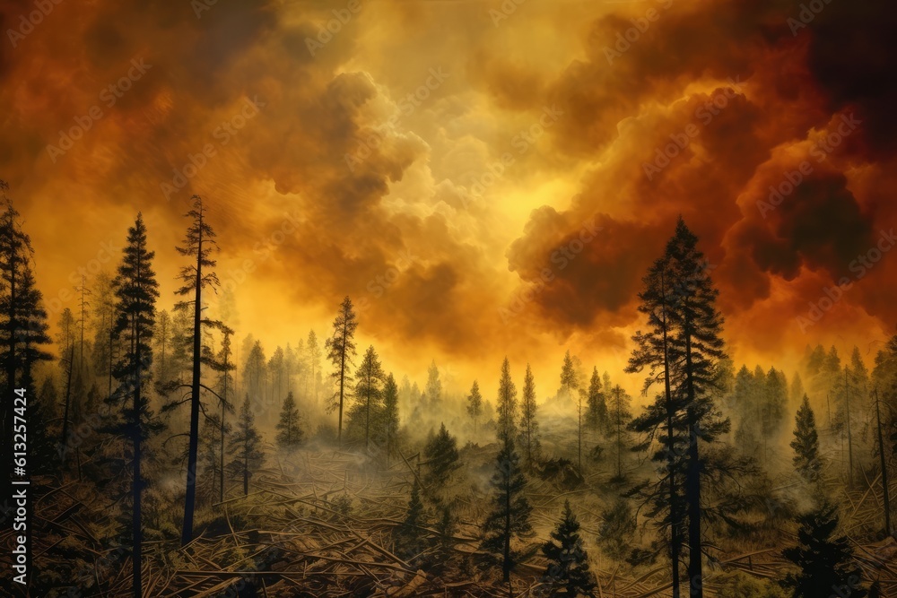 Raging forest fire - AI Generated