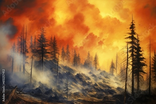 Raging forest fire - AI Generated