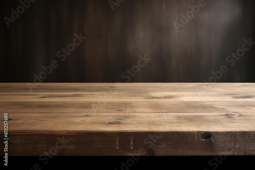 Wood table top on blur wooden background bar or restaurant