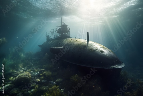 "Underwater search for wrecked ship"