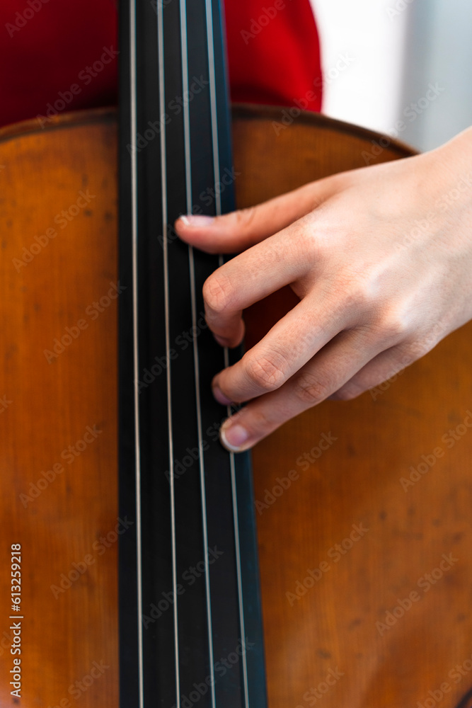 Solo Performance Preparation: Young Cellist Concentrated on Home Practice Solo Performance Preparation: Young Cellist Concentrated on Home Practice