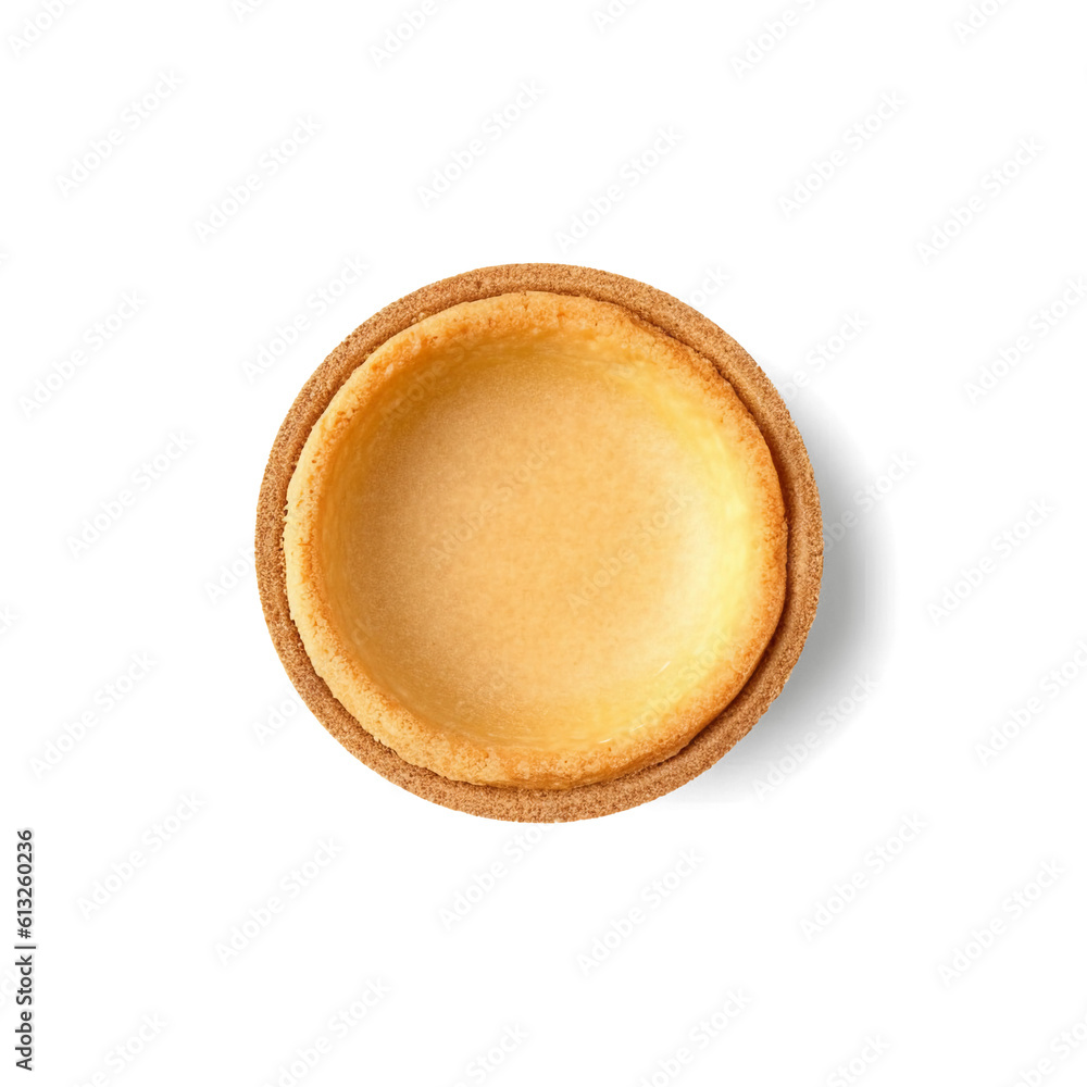 Empty tartlet isolated on transparent or white background, top view, png