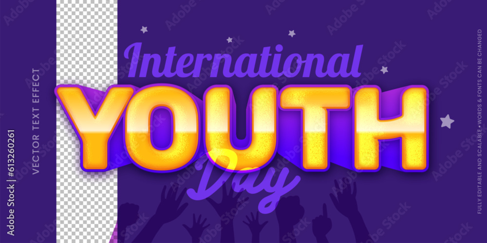 Editable text effect youth day concept text style