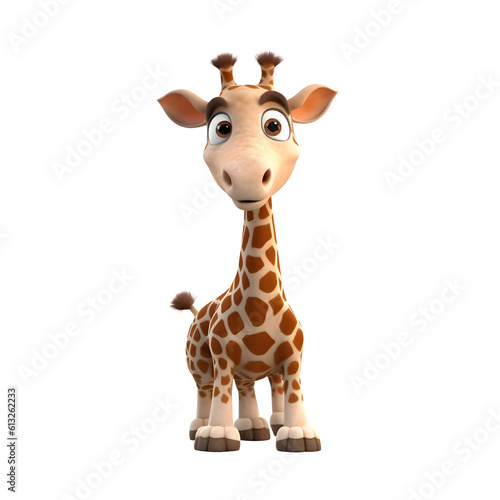 Cartoon giraffe with funny expression on white background - 3D Illustration