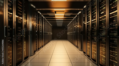 Wallpaper Mural Warehouse for computer networking server equipment Storage facility for computer network servers Generative AI Torontodigital.ca