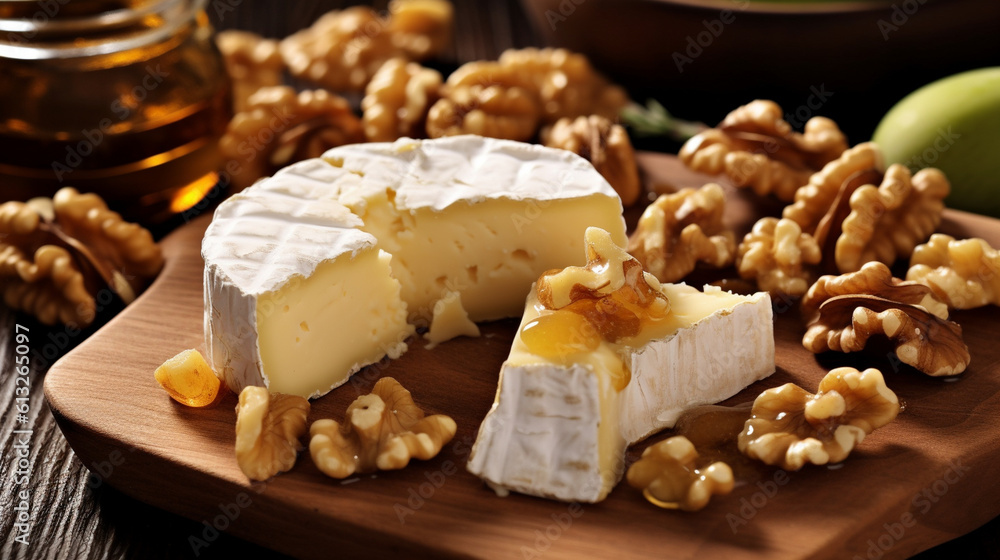 Walnuts paired with Brie cheese Generative AI