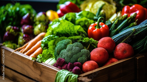 Organic produce. The idea of nutritious eating. Generative AI