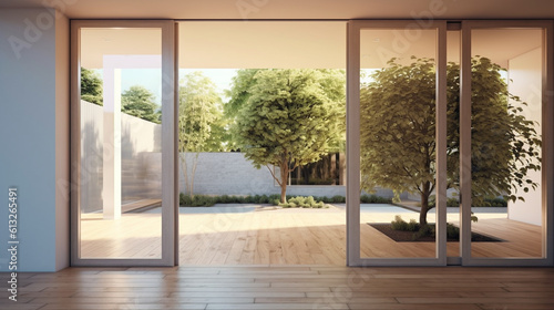 Contemporary door window frame for a modern house. Generative AI